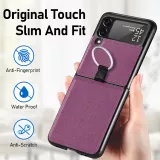 Coque Samsung Galaxy Z Flip3 5G - Fourre en cuir de luxe au look élégant avec anneau de transport - Violet