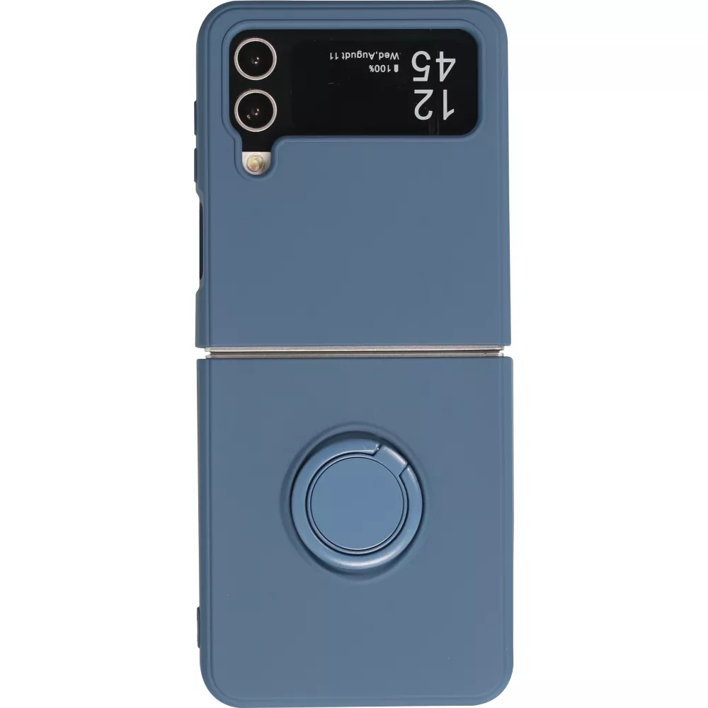 Coque Samsung Galaxy Z Flip4 - Soft Touch avec anneau - Bleu