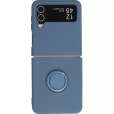 Coque Samsung Galaxy Z Flip4 - Soft Touch avec anneau - Bleu
