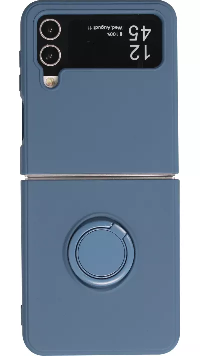 Coque Samsung Galaxy Z Flip4 - Soft Touch avec anneau - Bleu