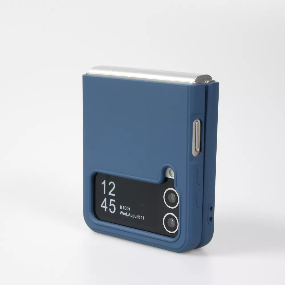 Coque Samsung Galaxy Z Flip4 - Soft Touch avec anneau - Bleu