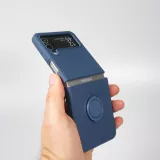 Coque Samsung Galaxy Z Flip4 - Soft Touch avec anneau - Bleu
