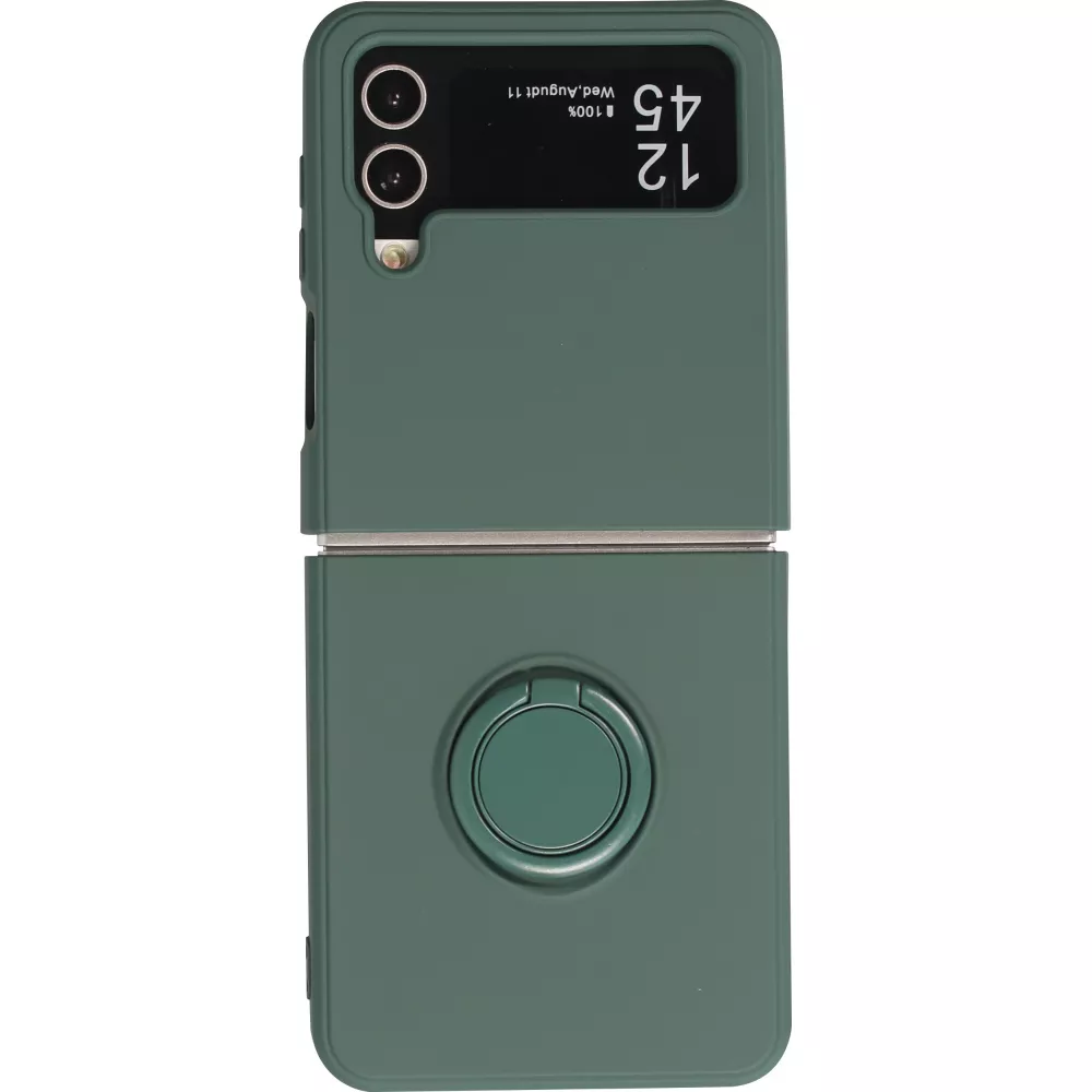 Coque Samsung Galaxy Z Flip4 - Soft Touch avec anneau - Vert foncé