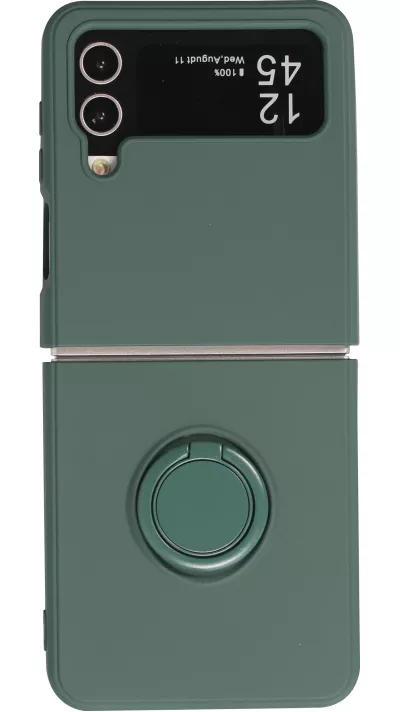 Coque Samsung Galaxy Z Flip4 - Soft Touch avec anneau - Vert foncé
