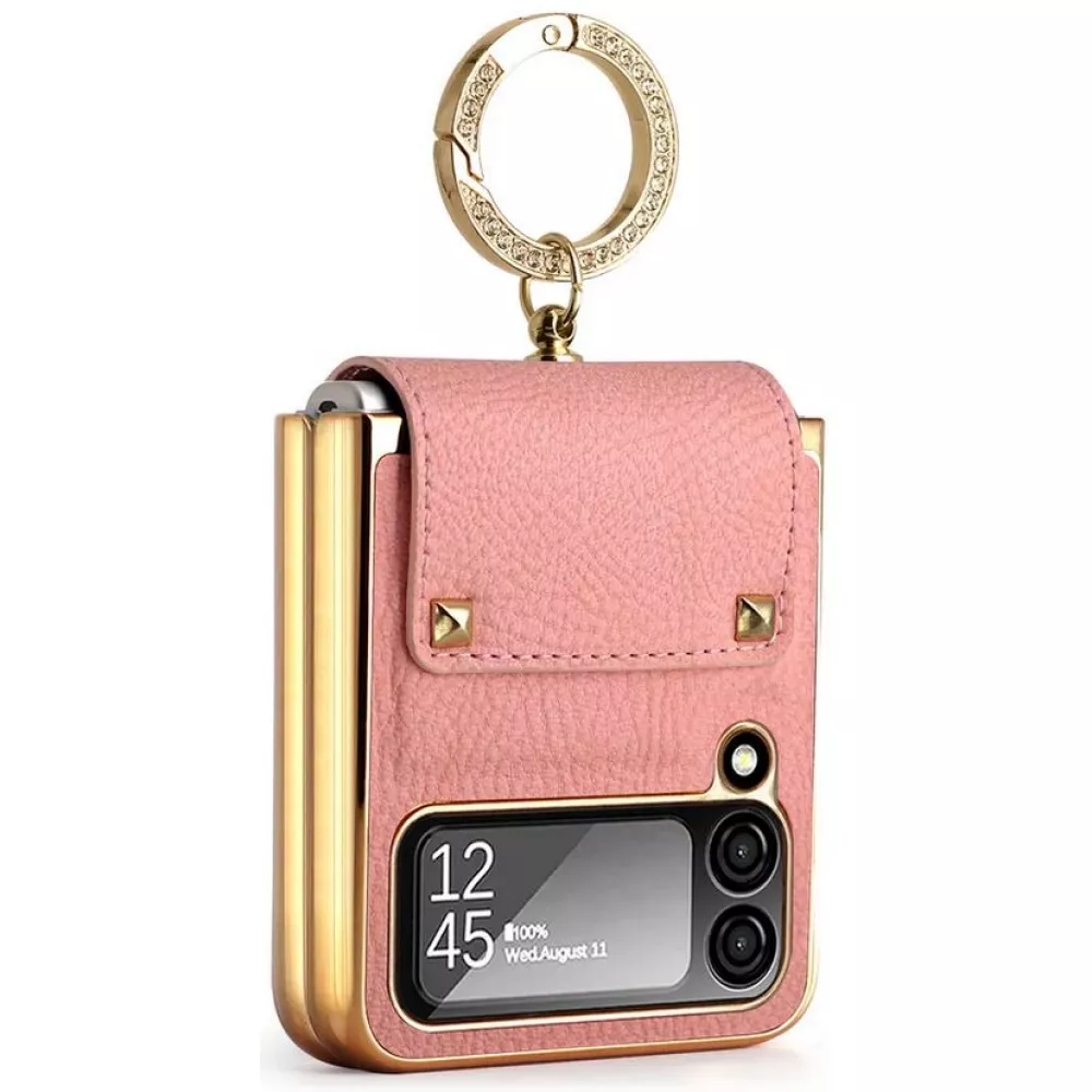 Coque Samsung Galaxy Z Flip4 - Luxury cuir anneau - Rose