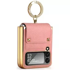 Coque Samsung Galaxy Z Flip4 - Luxury cuir anneau - Rose