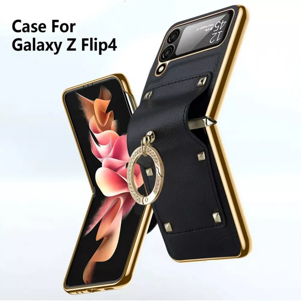 Galaxy Z Flip4 Case Hülle - Luxury Leder Ring - Violett