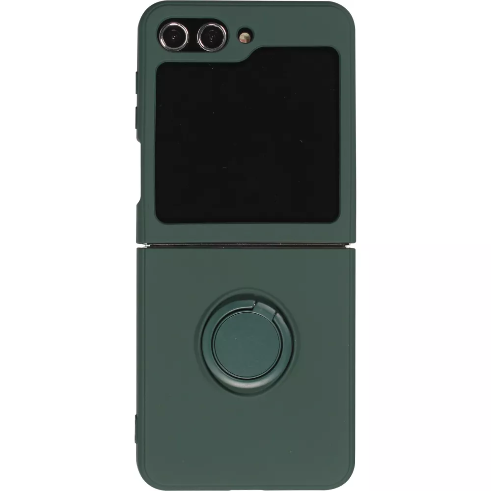 Coque Samsung Galaxy Z Flip5 - Soft Touch avec anneau - Vert foncé