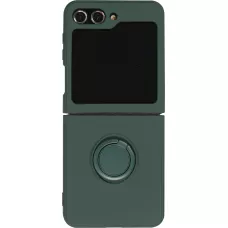 Coque Samsung Galaxy Z Flip5 - Soft Touch avec anneau - Vert foncé
