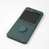 Coque Samsung Galaxy Z Flip5 - Soft Touch avec anneau - Vert foncé