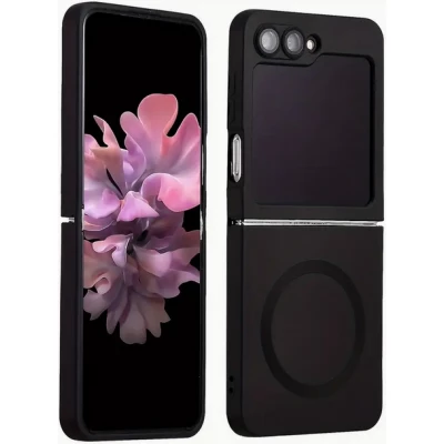 Coque Samsung Galaxy Z Flip7 - Silicone souple pliable avec MagSafe et protection caméra - Noir