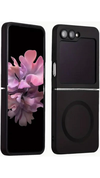 Coque Samsung Galaxy Z Flip6 - Silicone souple pliable avec MagSafe et protection cam&eacute;ra - Noir