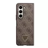 Coque Samsung Galaxy Z Fold5 - Guess monogramme similicuir logo métal et strass - Brun