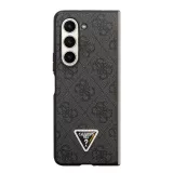 Coque Samsung Galaxy Z Fold5 - Guess monogramme similicuir logo métal et strass - Noir