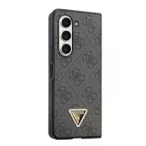 Coque Samsung Galaxy Z Fold5 - Guess monogramme similicuir logo métal et strass - Noir