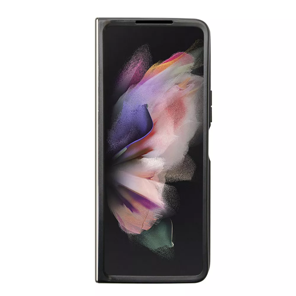 Coque Samsung Galaxy Z Fold5 - Guess monogramme similicuir logo métal et strass - Noir