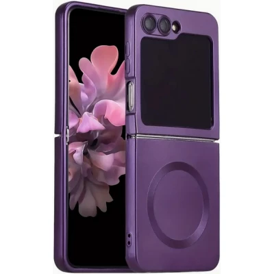 Coque Samsung Galaxy Z Flip6 - Silicone souple pliable avec MagSafe et protection caméra - Violet