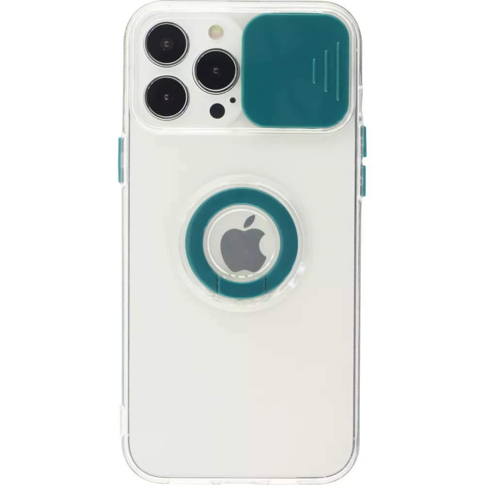 Coque iPhone 13 Pro Max - Caméra clapet avec anneau - Vert foncé