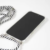 Hülle Samsung iPhone 16 Plus - Gummi transparent mit Seil - Weiss / Schwarz
