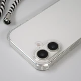 Hülle Samsung iPhone 16 Plus - Gummi transparent mit Seil - Weiss / Schwarz