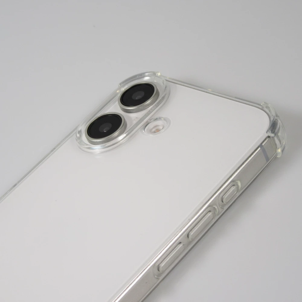 Hülle Samsung iPhone 16 Plus - Gummi transparent mit Seil - Weiss / Schwarz