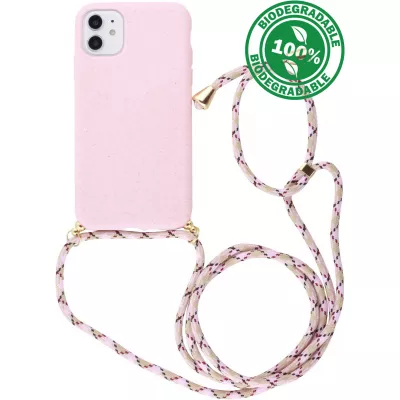 Hülle iPhone 11 - Bio Eco-Friendly Vegan mit Handykette Necklace - Rosa