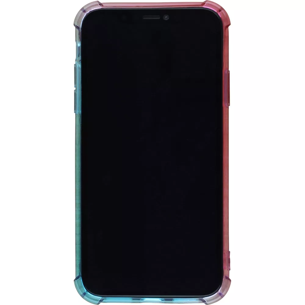 Hülle iPhone 11 - Gummi Bumper Rainbow mit extra Schutz für Ecken Antischock - rosa blau