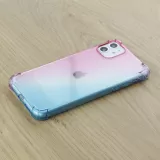 Hülle iPhone 11 - Gummi Bumper Rainbow mit extra Schutz für Ecken Antischock - rosa blau