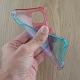 Hülle iPhone 11 - Gummi Bumper Rainbow mit extra Schutz für Ecken Antischock - rosa blau