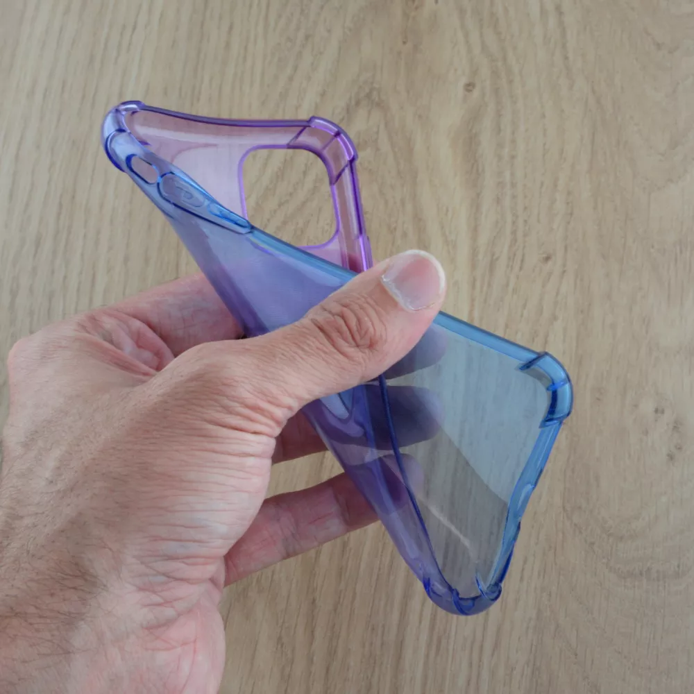 Coque iPhone 12 / 12 Pro - Bumper Rainbow Silicone anti-choc avec bords protégés -  violet - Bleu