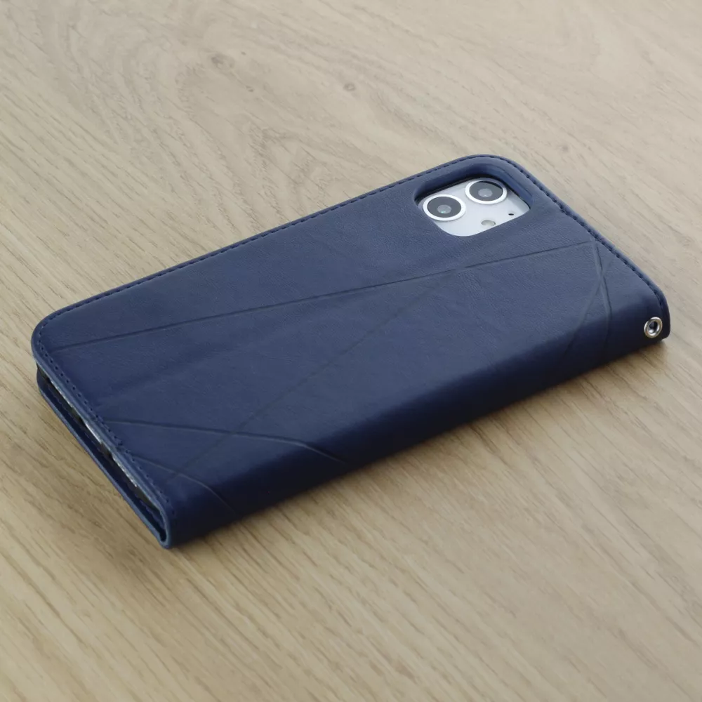 Coque iPhone 12 / 12 Pro - Flip Géometrique - Bleu