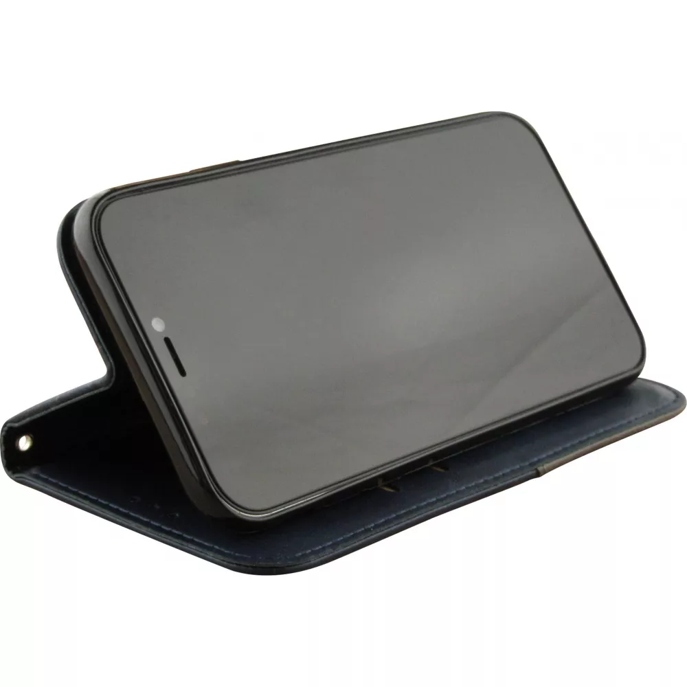 Coque iPhone 12 / 12 Pro - Flip Géometrique - Bleu