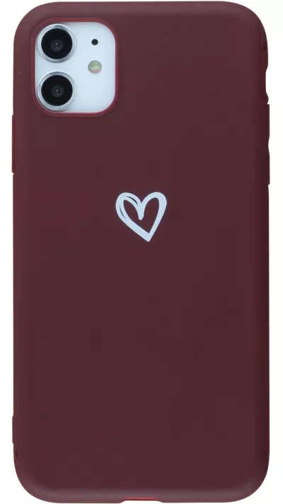 Hülle iPhone 11 - Gummi Herz - Rot