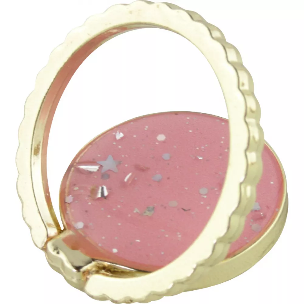 Coque iPhone 12 / 12 Pro - Gel paillettes argentées avec anneau - Rose