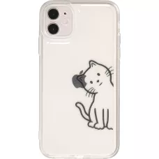 iPhone 11 Case Hülle - Silikon Cover transparent süsse kleine Katze