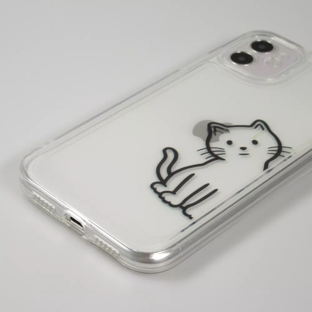 iPhone 11 Case Hülle - Silikon Cover transparent süsse kleine Katze