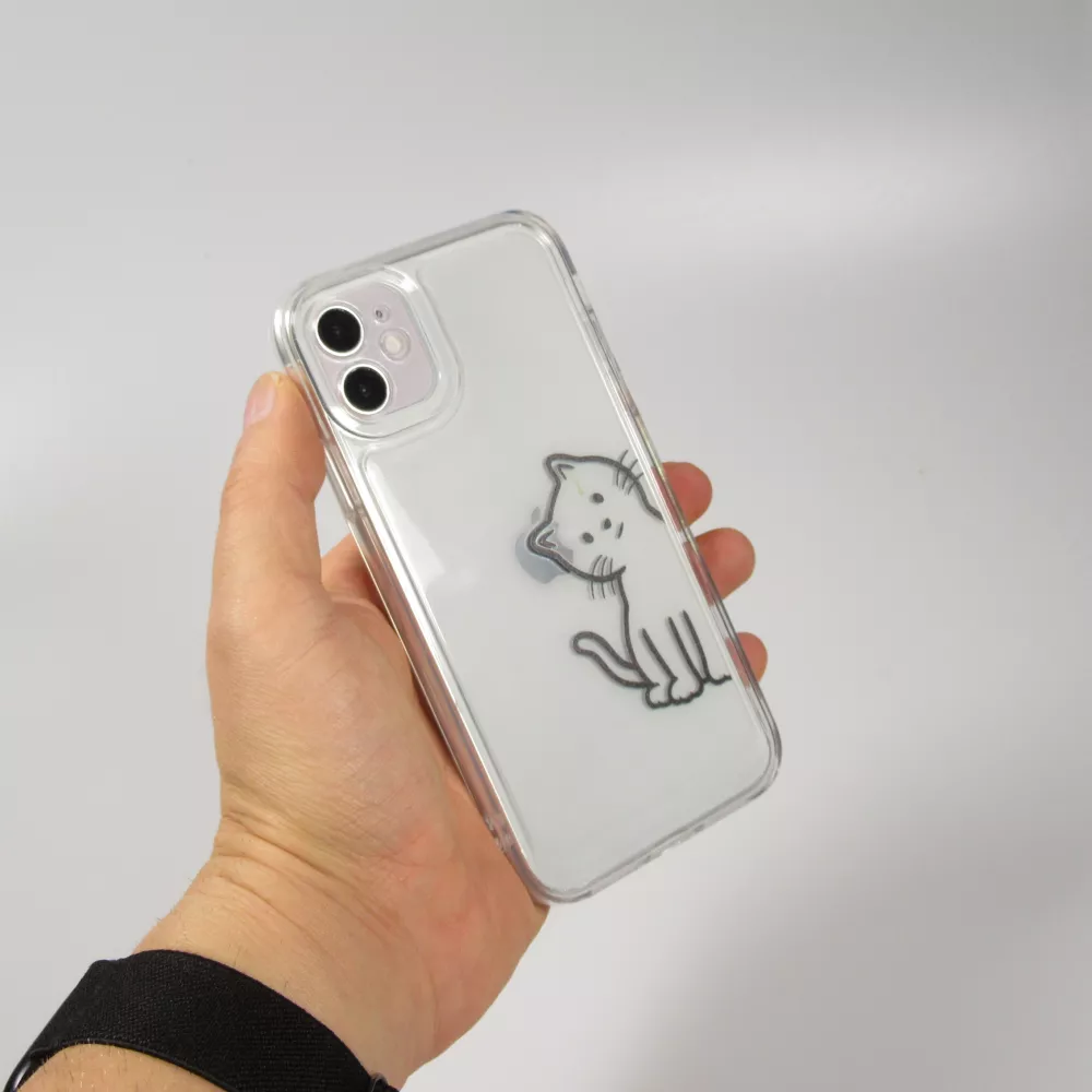 iPhone 11 Case Hülle - Silikon Cover transparent süsse kleine Katze