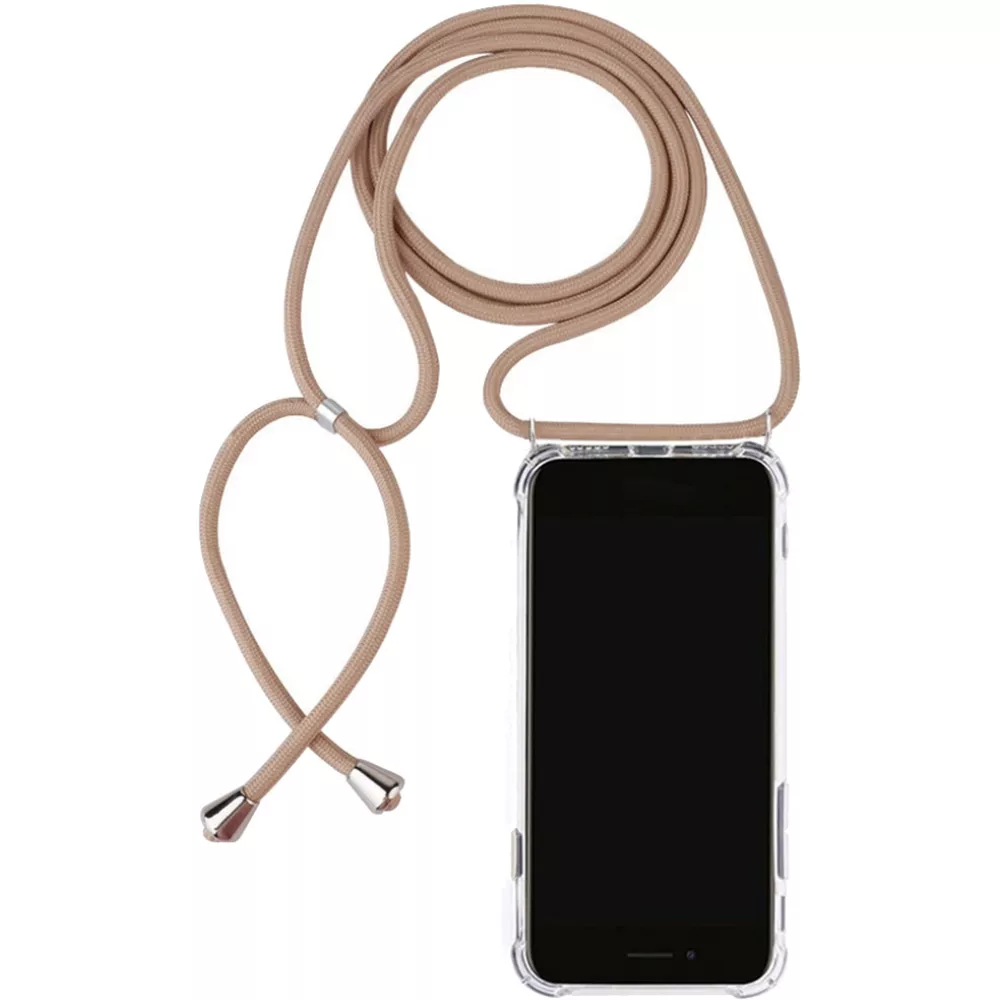 Coque iPhone 14 Pro Max - Gel transparent avec lacet beige