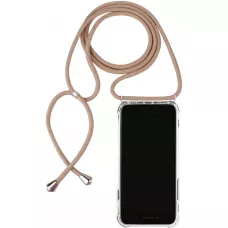 Coque iPhone 14 Pro Max - Gel transparent avec lacet beige