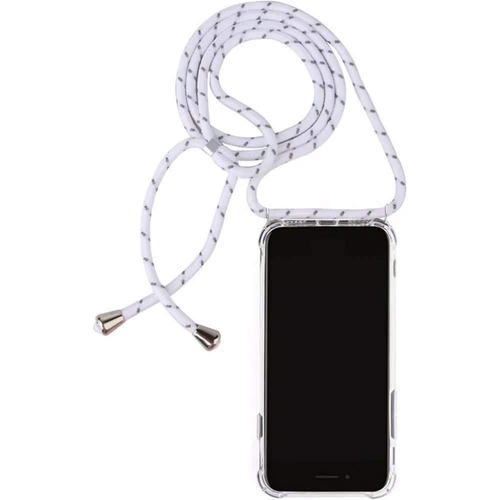 Hülle Samsung Galaxy S26 Ultra - Gummi transparent mit Seil - Weiss gefleckt