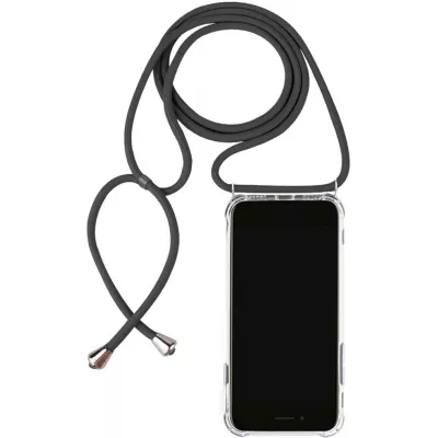 Hülle iPhone 17e / 16e - Gummi transparent mit Seil - Grau