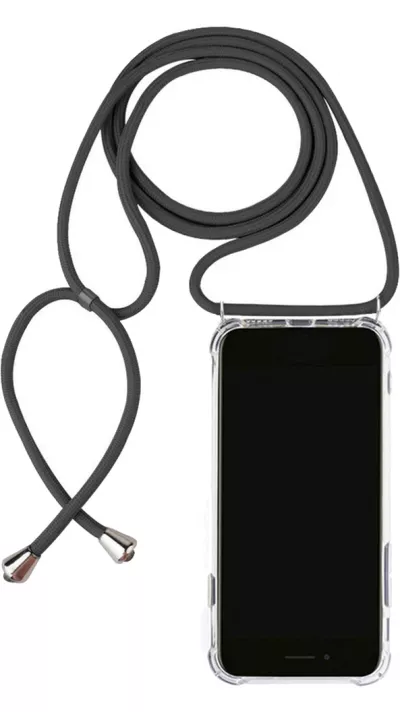 Hülle iPhone 16 Pro Max - Gummi transparent mit Seil - Grau