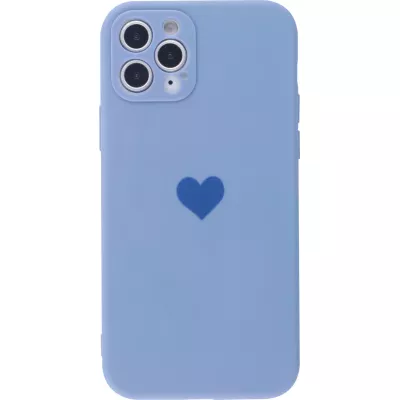 Coque iPhone 12 Pro - Silicone Mat Coeur - Lavande