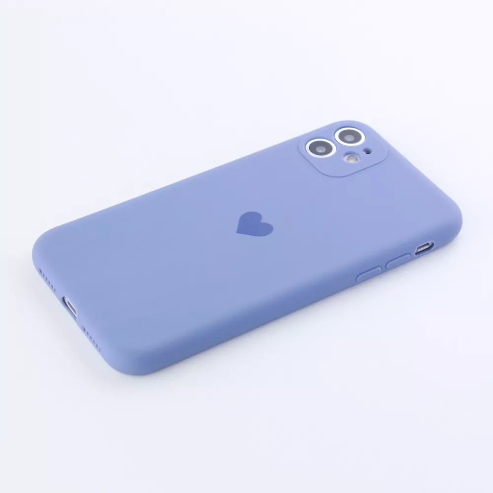 Coque iPhone 12 - Silicone Mat Coeur - Lavande