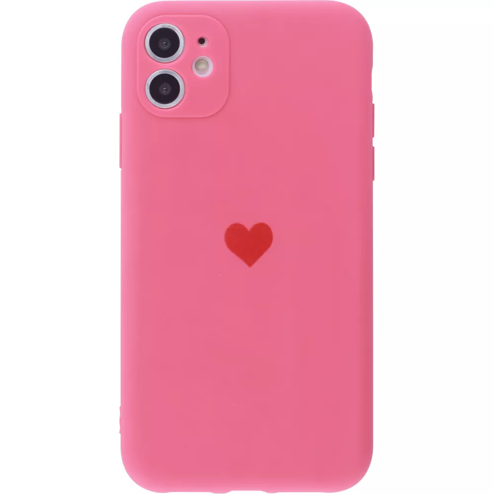 Hülle iPhone 11 - Silikon Mat Herz - Rosa