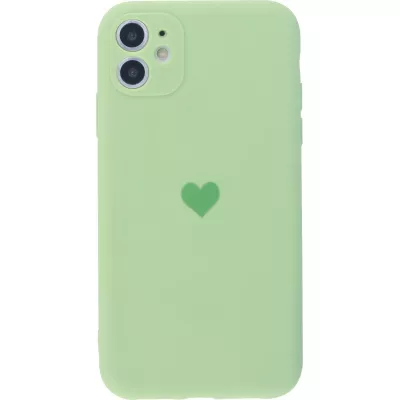 Hülle iPhone 11 - Silikon Mat Herz - Hellgrün