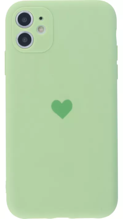 Coque iPhone 12 mini - Silicone Mat Coeur vert clair