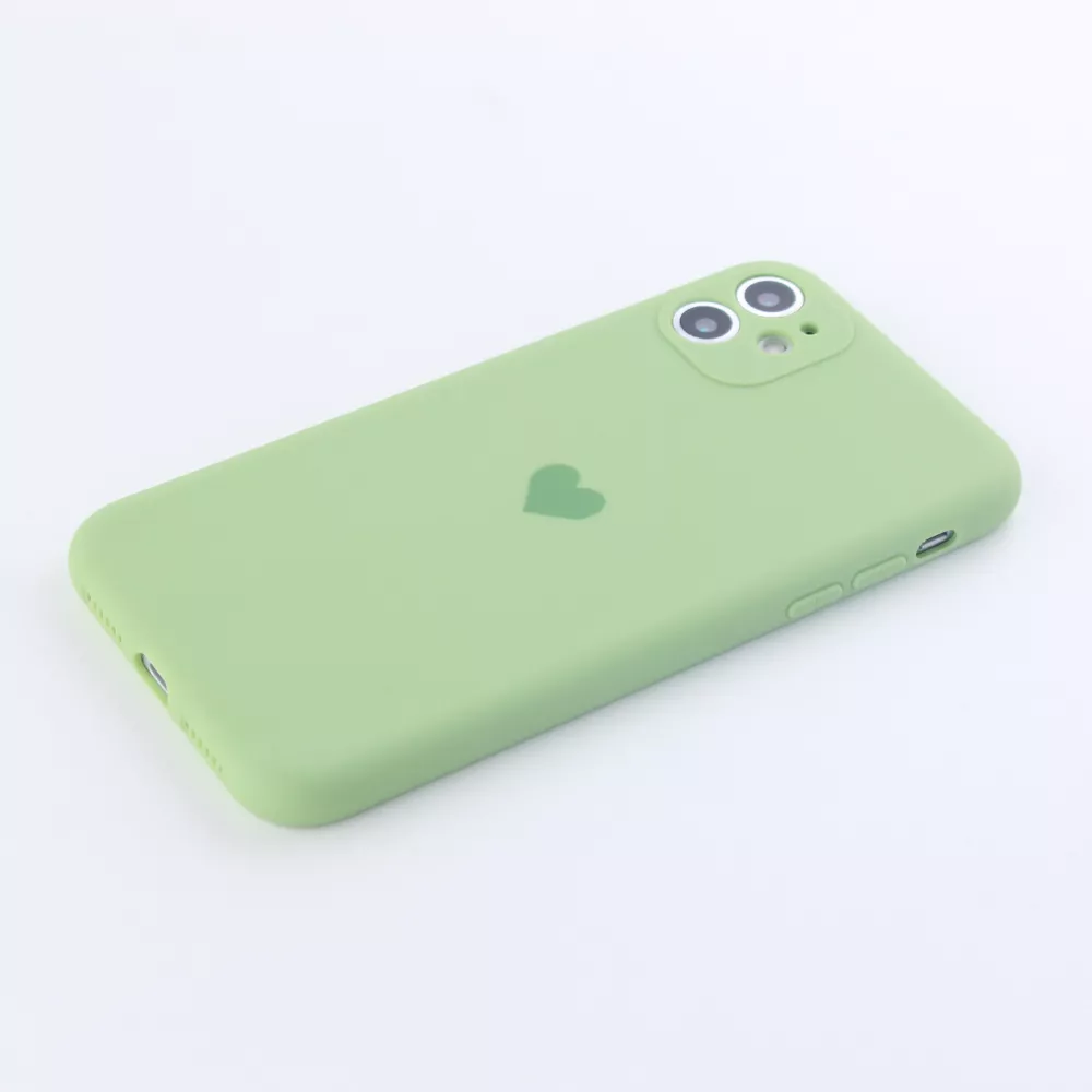 Coque iPhone X / Xs - Silicone Mat Coeur vert clair