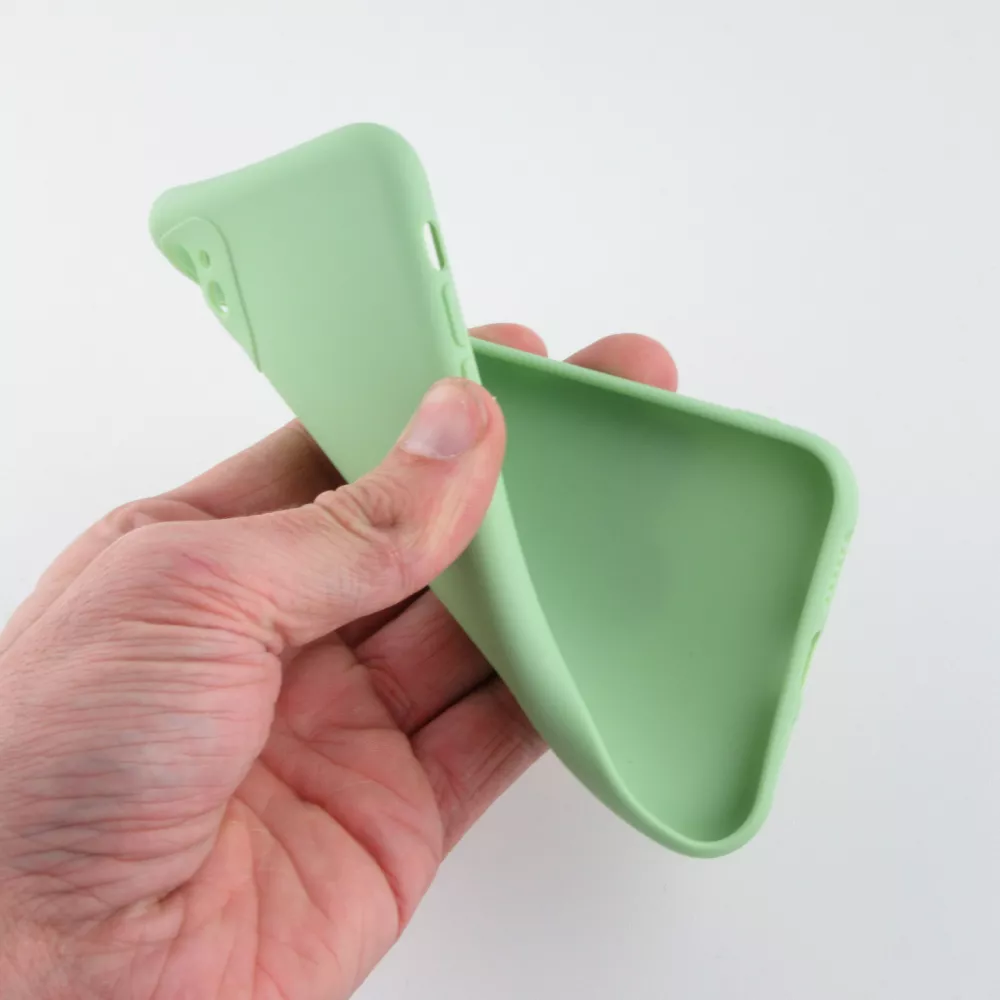 Coque iPhone X / Xs - Silicone Mat Coeur vert clair