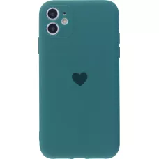 Hülle iPhone 14 - Silikon Mat Herz - Dunkelgrün